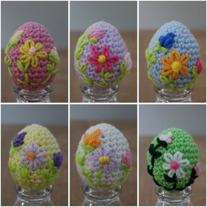 Handmade Embroidered Floral Easter Egg